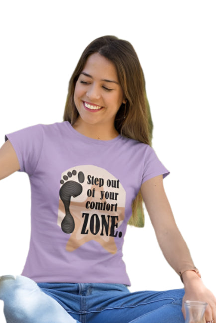 Women's Comfort Zone T-shirt Iris Lavender by ZealforTee