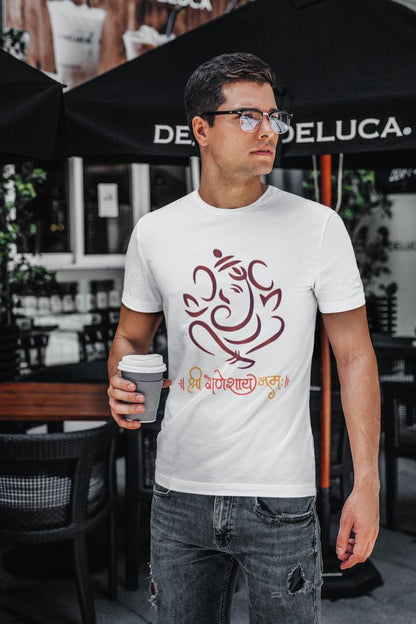 Men's Ganesh Chaturthi T-shirt White by ZealforTee