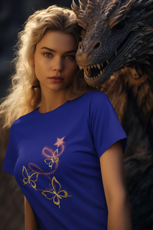 Women's Pink Star T-shirt Royal Blue by ZealforTee