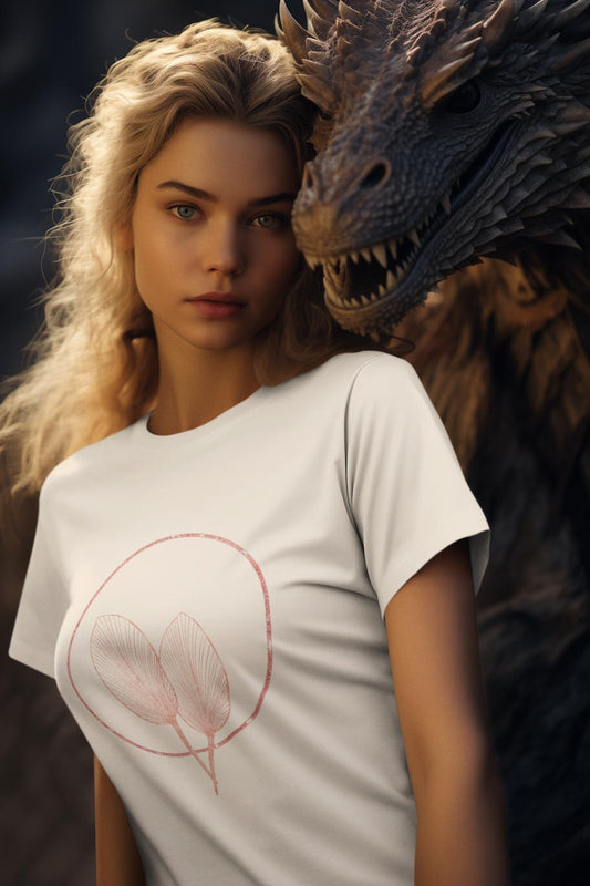 Women's Pink Leaves T-shirt Royal Blue by ZealforTee