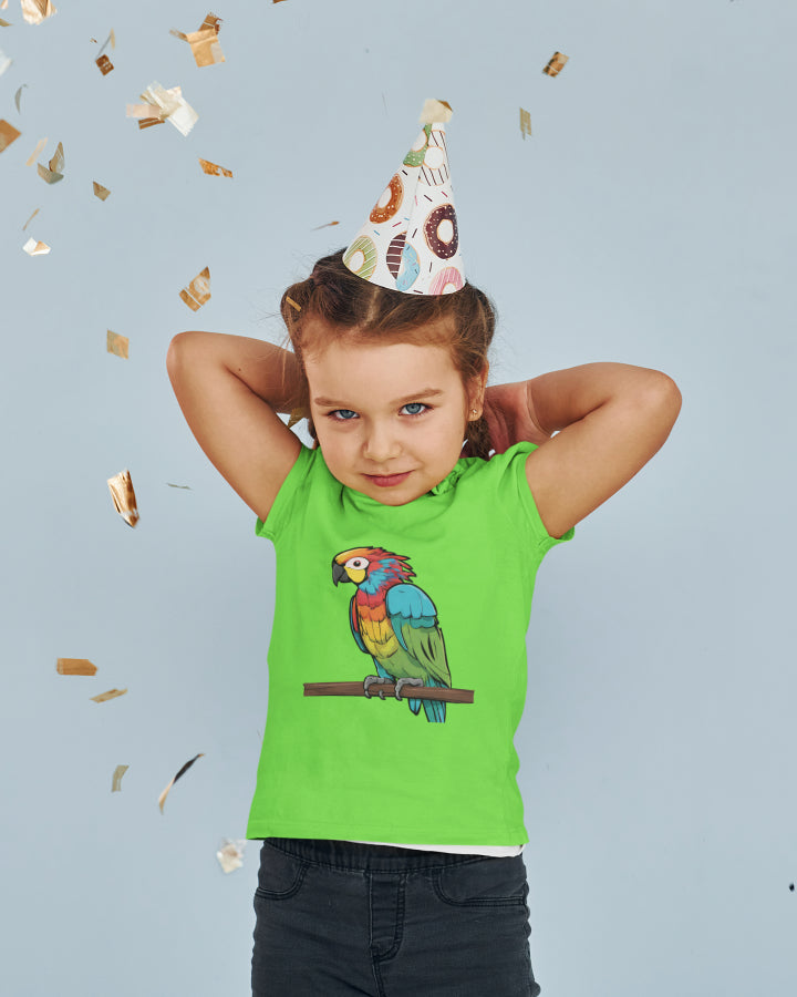 Kid's Colorful Parrot Unisex Tshirt White by ZealforTee
