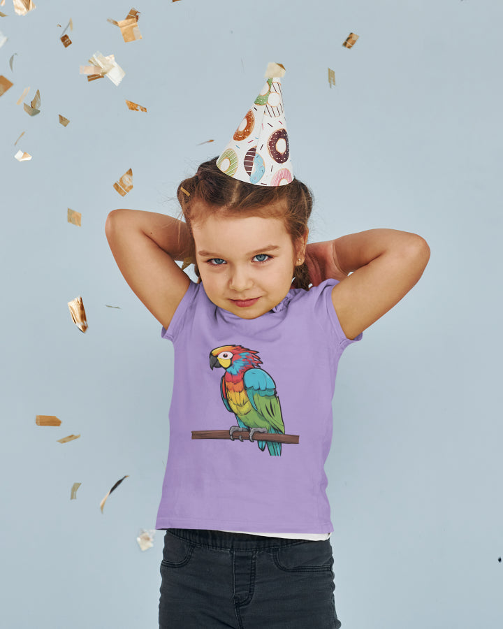 Kid's Colorful Parrot Unisex Tshirt White by ZealforTee