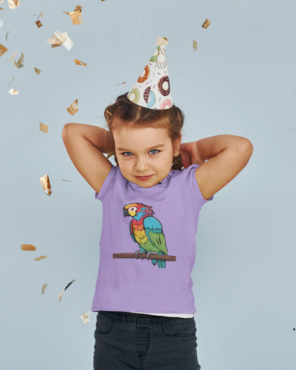 Kid's Colorful Parrot Unisex Tshirt White by ZealforTee