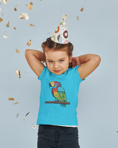 Kid's Colorful Parrot Unisex Tshirt Sky Blue by ZealforTee