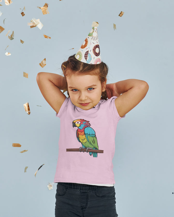 Kid's Colorful Parrot Unisex Tshirt Sky Blue by ZealforTee