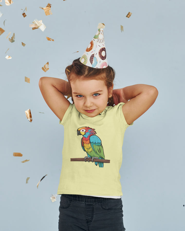 Kid's Colorful Parrot Unisex Tshirt Sky Blue by ZealforTee