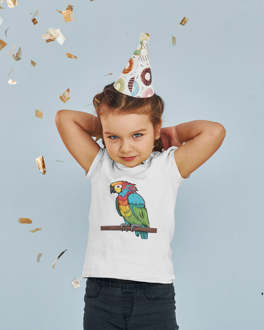 Kid's Colorful Parrot Unisex Tshirt Sky Blue by ZealforTee
