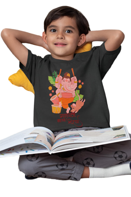 Kid's Ganesh Chaturthi Unisex T-shirt White by ZealforTee