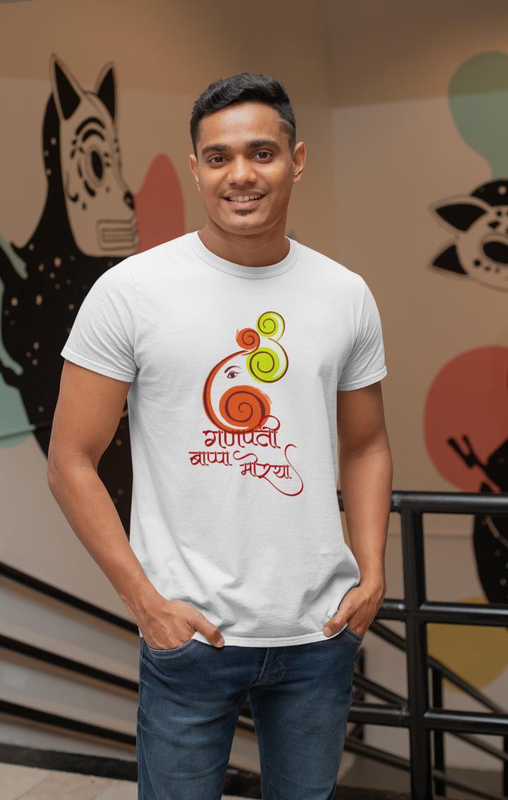 Men's Ganesh Chaturthi T-shirt White by ZealforTee