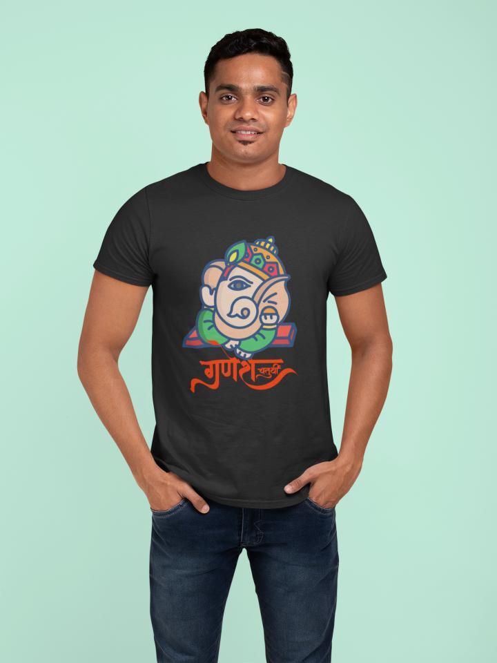 Men's Ganesh Chaturthi T-shirt Red by ZealforTee