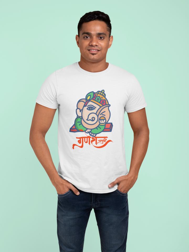 Men's Ganesh Chaturthi T-shirt Red by ZealforTee