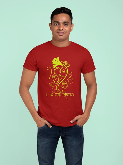 Men's Ganesh Chaturthi T-shirt Red by ZealforTee
