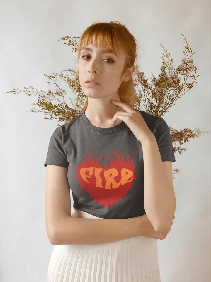 Women's Fire T-shirt White by ZealforTee