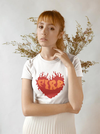Women's Fire T-shirt White by ZealforTee