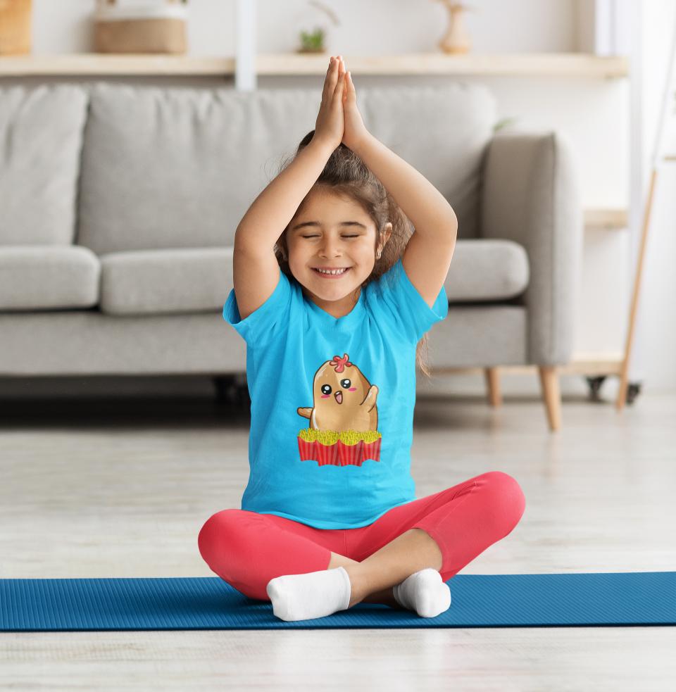 Kid's French Fries Unisex Tshirt Sky Blue by ZealforTee