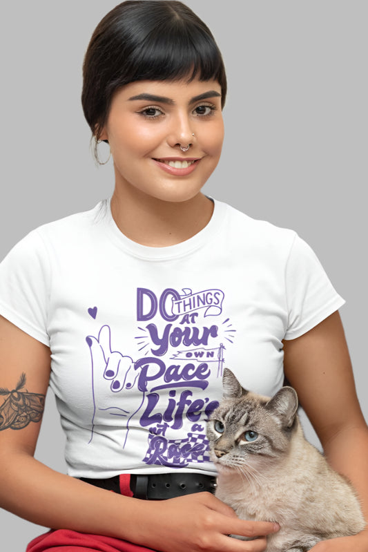 Women's Life's Race T-shirt White by ZealforTee