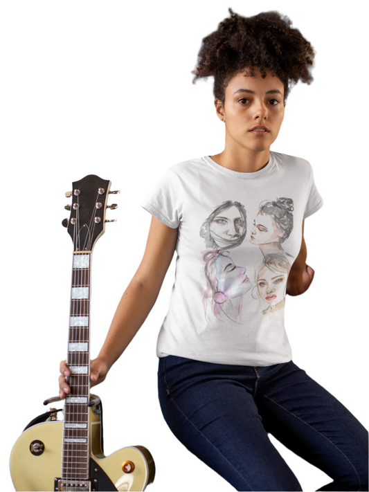 Women's Calm Faces T-Shirt White by ZealforTee