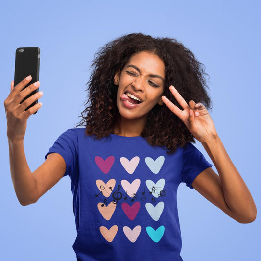 Women's Musical Notes T-Shirt Black by ZealforTee