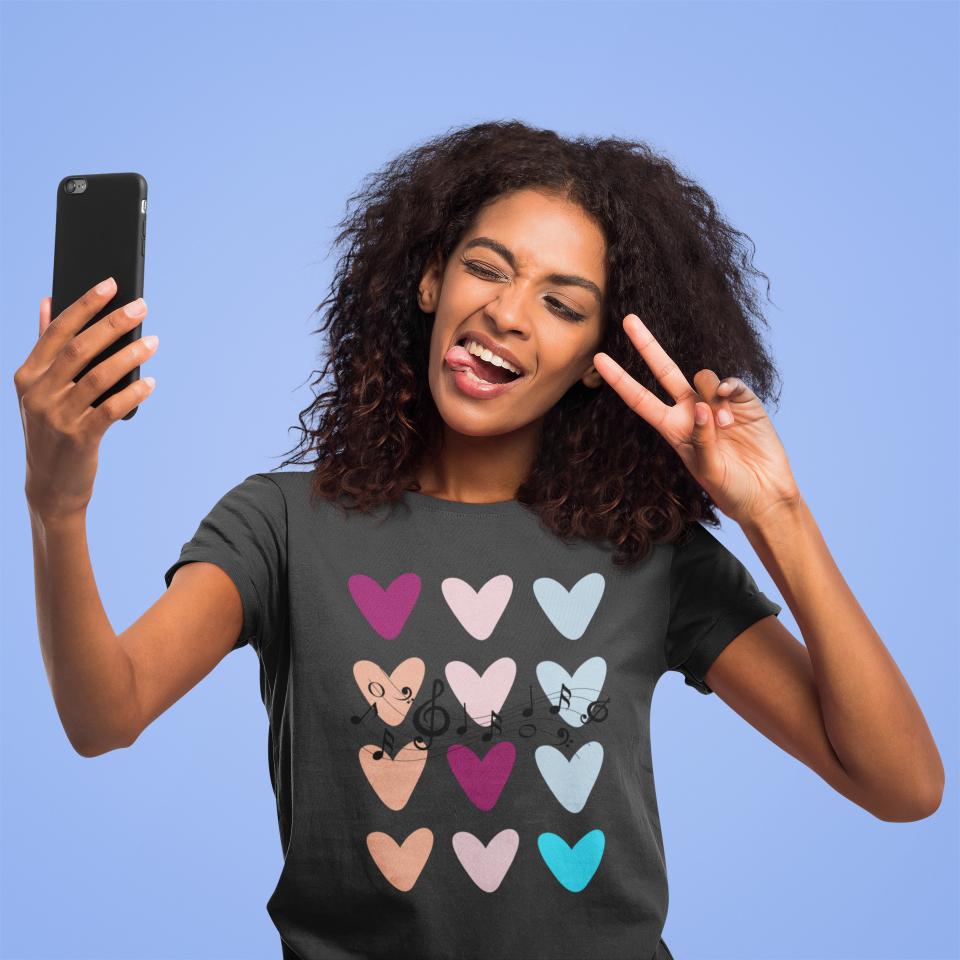 Women's Musical Notes T-Shirt Black by ZealforTee