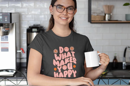 Women's Makes You Happy T-shirt White by ZealforTee