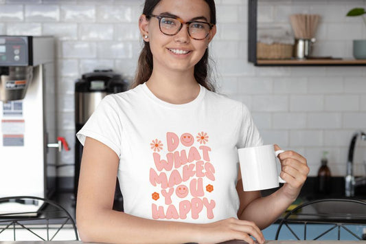 Women's Makes You Happy T-shirt White by ZealforTee