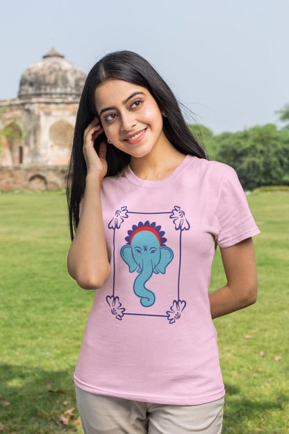 Women's Ganesh Chaturthi T-shirt Light Pink by ZealforTee