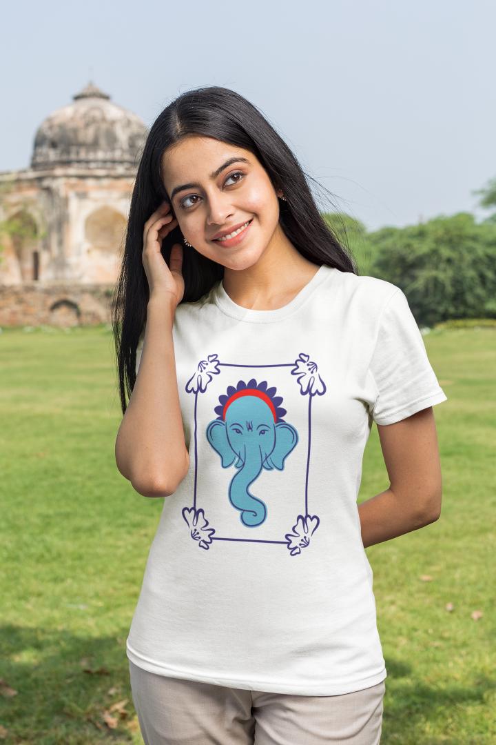 Women's Ganesh Chaturthi T-shirt Light Pink by ZealforTee