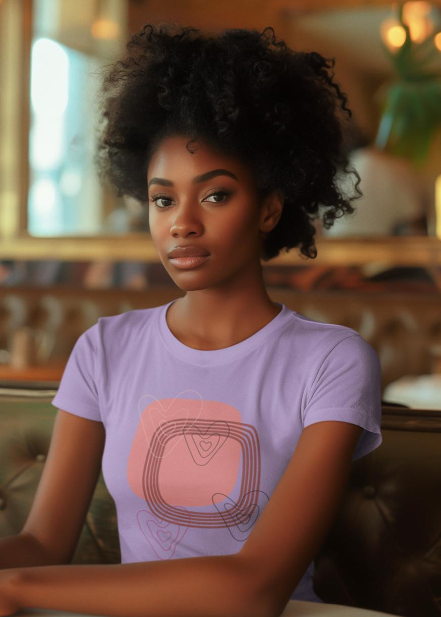 Women's Minimal Heart Art T-shirt Iris Lavender by ZealforTee