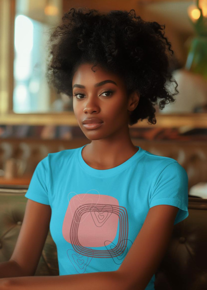 Women's Minimal Heart Art T-shirt Iris Lavender by ZealforTee