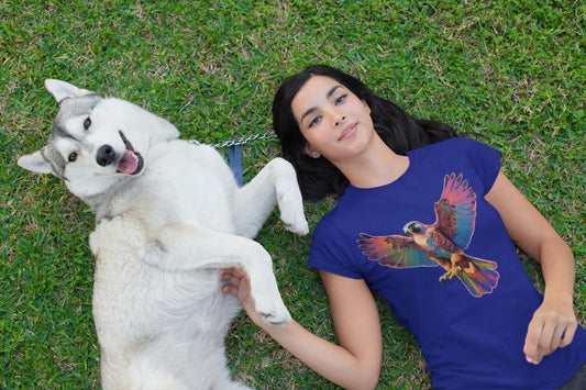 Women's Colorful Flying Eagle T-shirt Royal Blue by ZealforTee