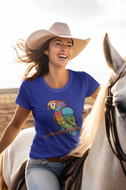 Women's Colorful Parrot T-shirt Light Pink by ZealforTee