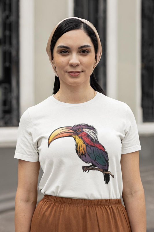 Women's Colorful Toucan T-shirt Sky Blue by ZealforTee