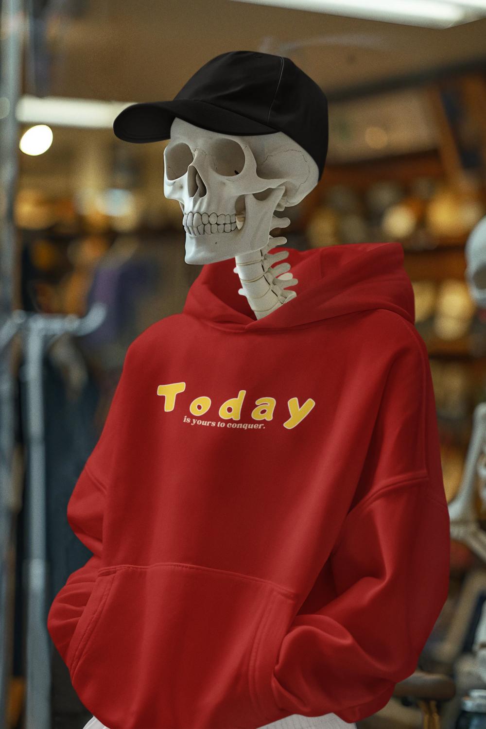 Men's Conquer Today Hoodie Sweatshirt Red by ZealforTee