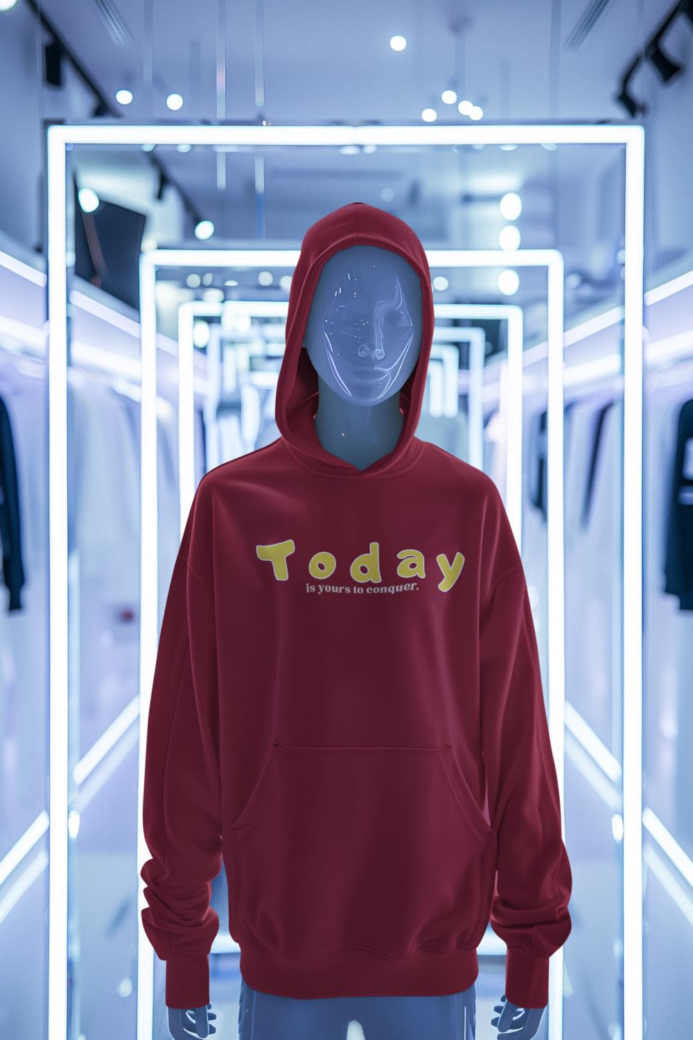 Men's Conquer Today Hoodie Sweatshirt Red by ZealforTee