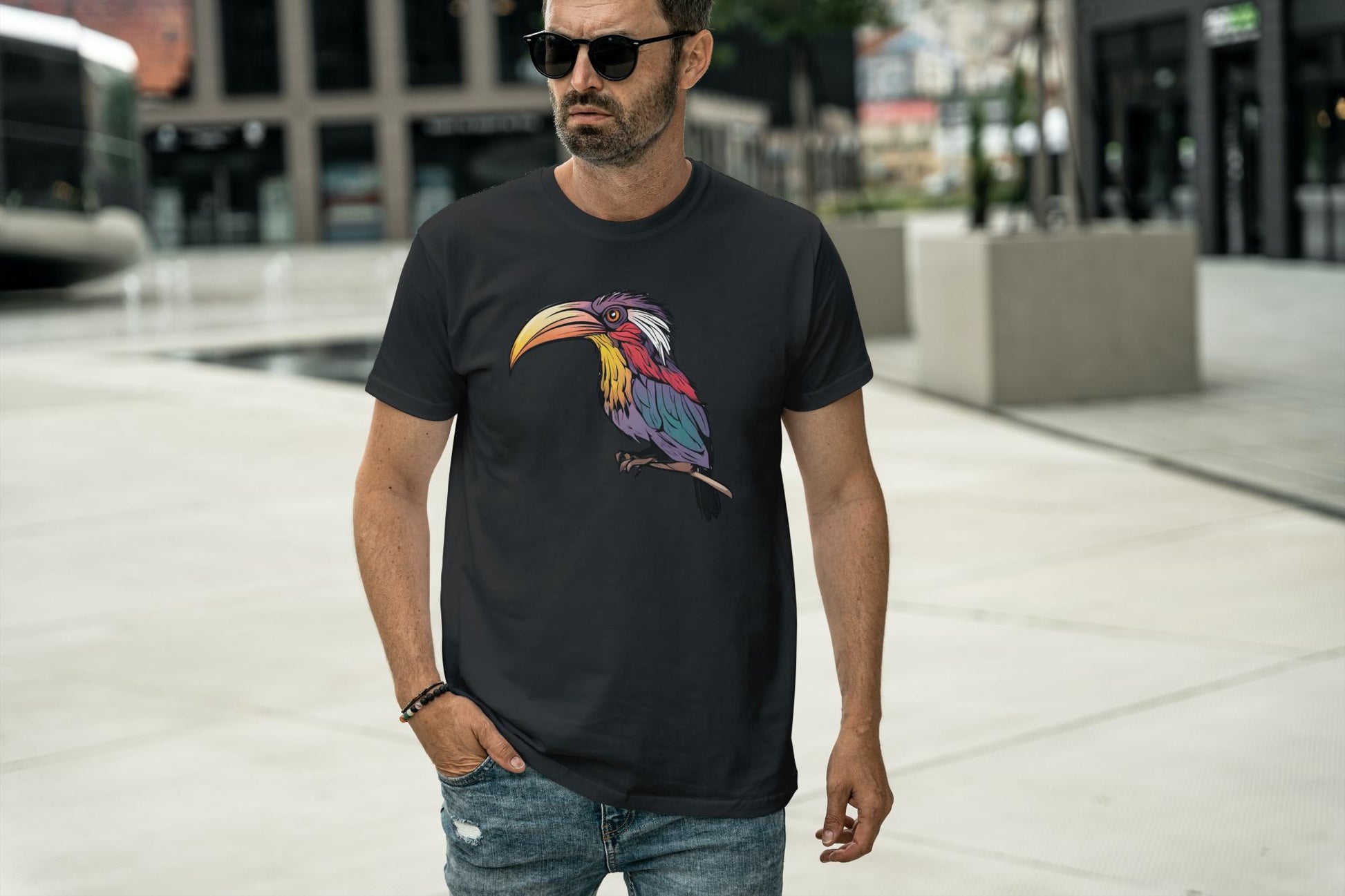 Men's Round Neck Toucan T-shirt White by ZealforTee