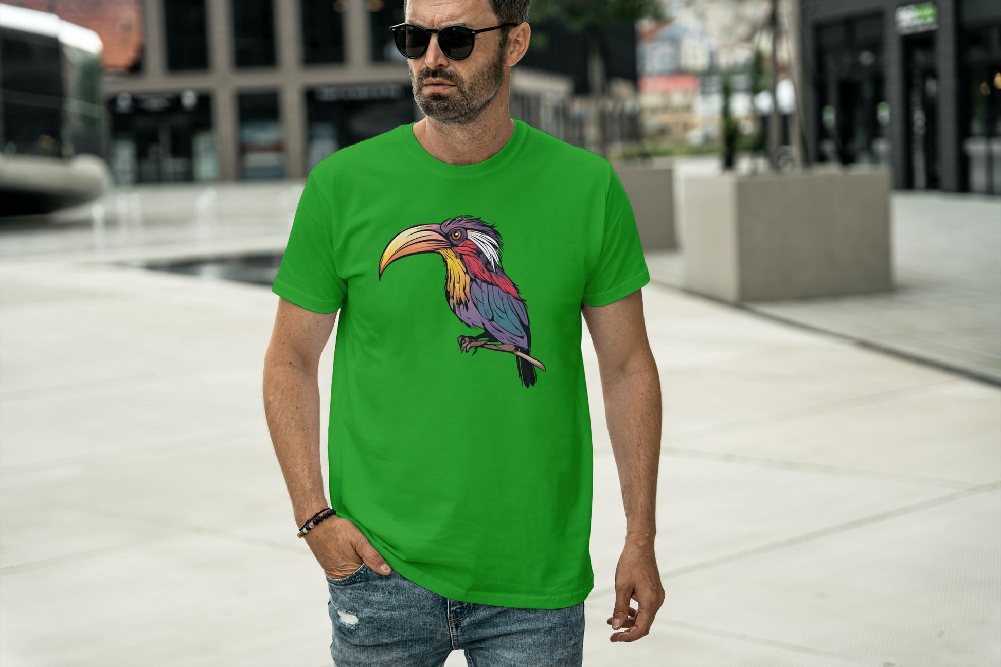Men's Round Neck Toucan T-shirt White by ZealforTee