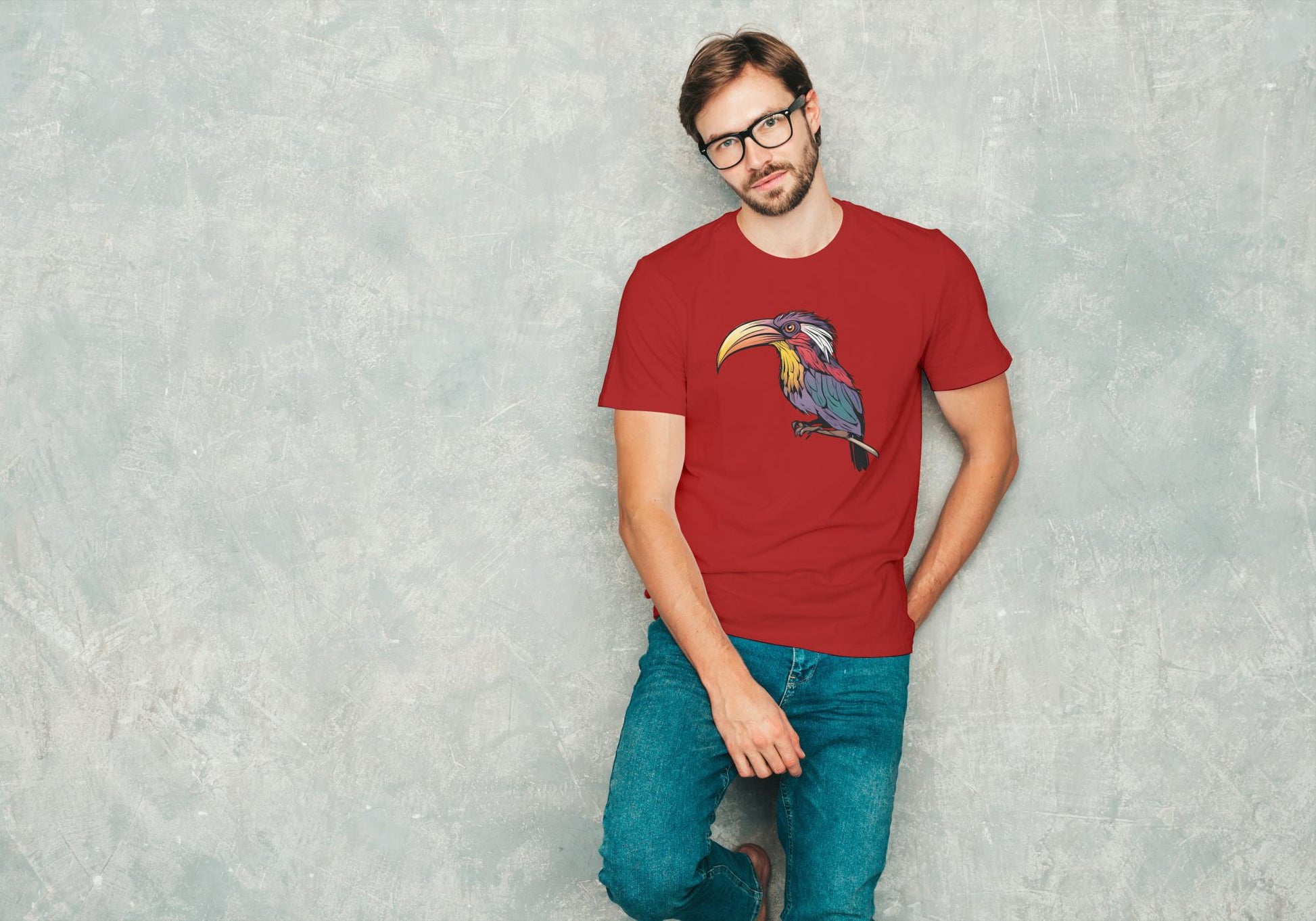 Men's Round Neck Toucan T-shirt Red by ZealforTee