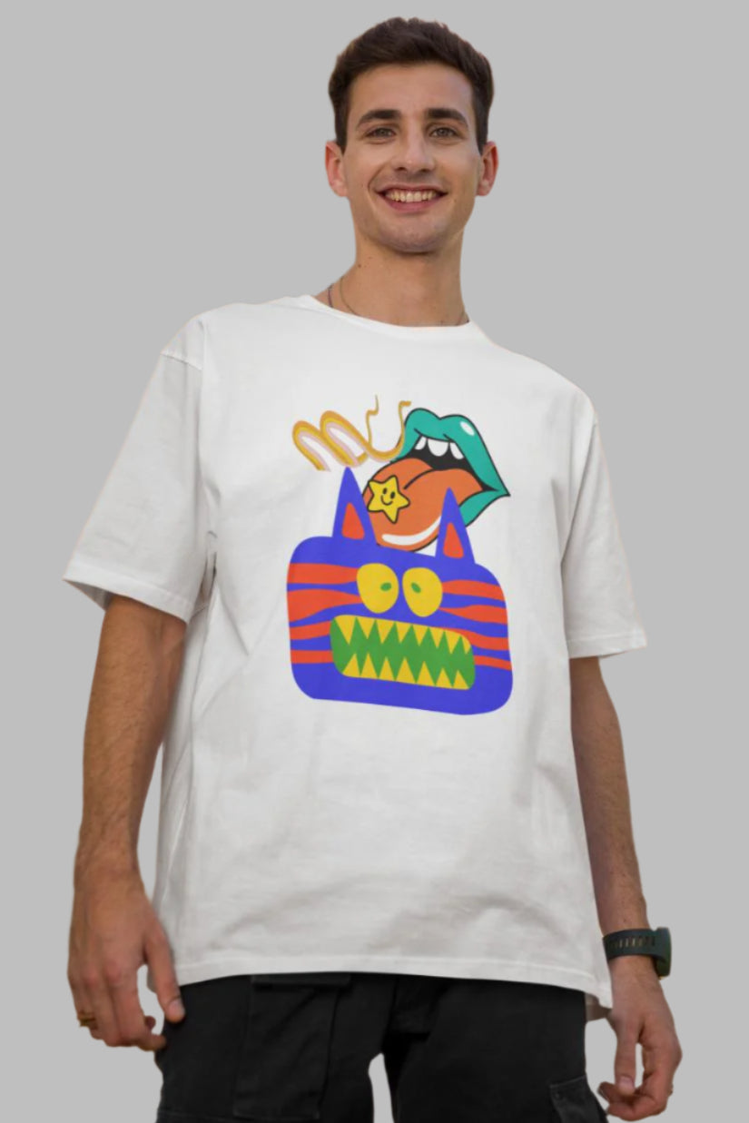 Men's Unreal Psychedelic Oversized T shirt Grey Melange by ZealforTee