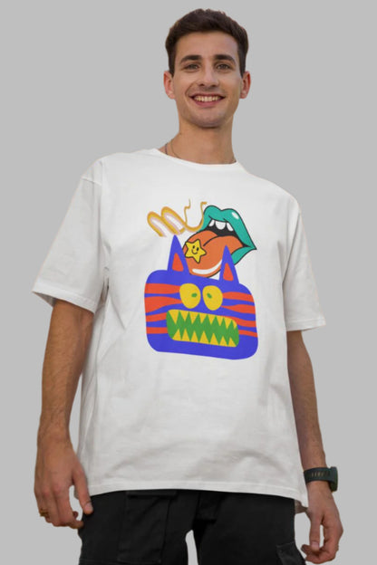 Men's Unreal Psychedelic Oversized T shirt Grey Melange by ZealforTee