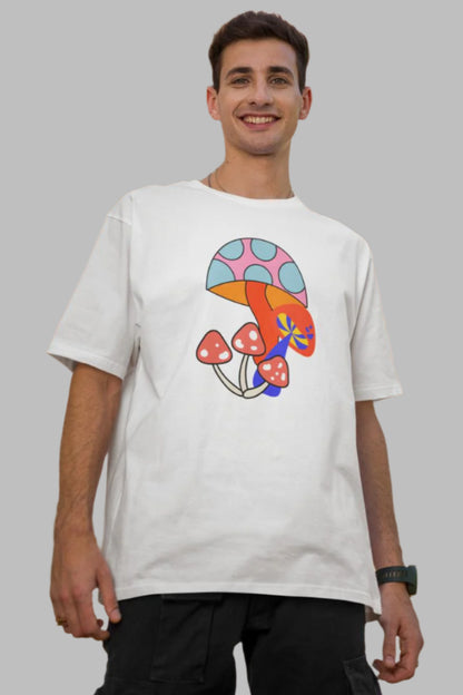 Men's Vibrant Mushroom Oversized T shirt Black by ZealforTee