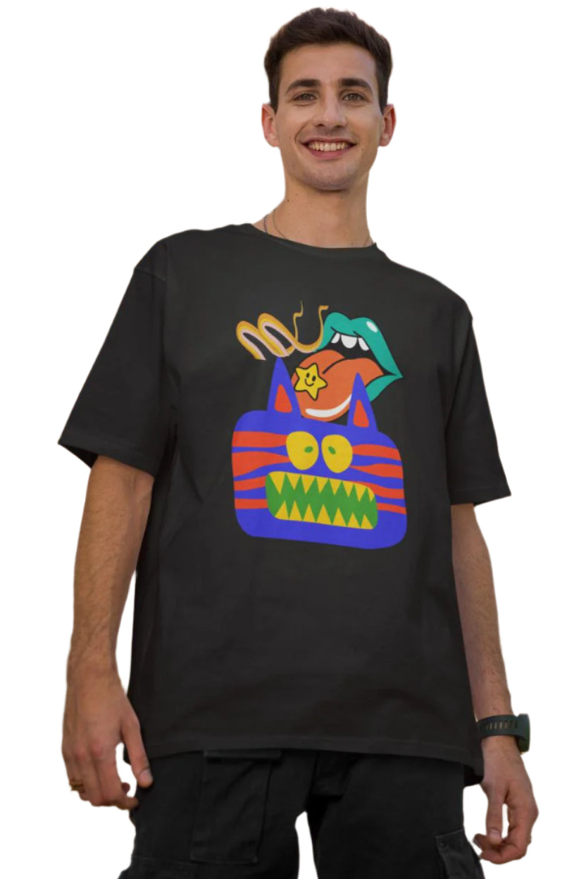 Men's Unreal Psychedelic Oversized T shirt Grey Melange by ZealforTee