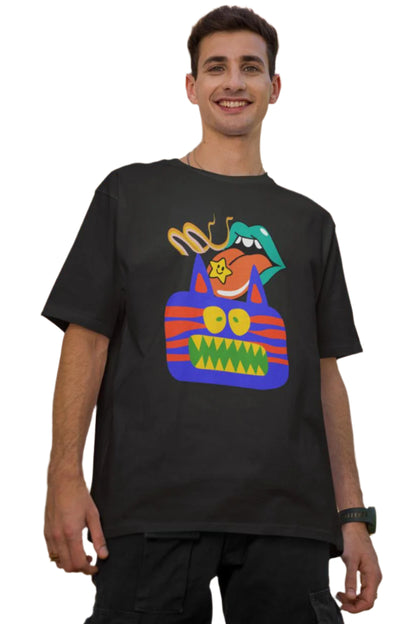 Men's Unreal Psychedelic Oversized T shirt Grey Melange by ZealforTee