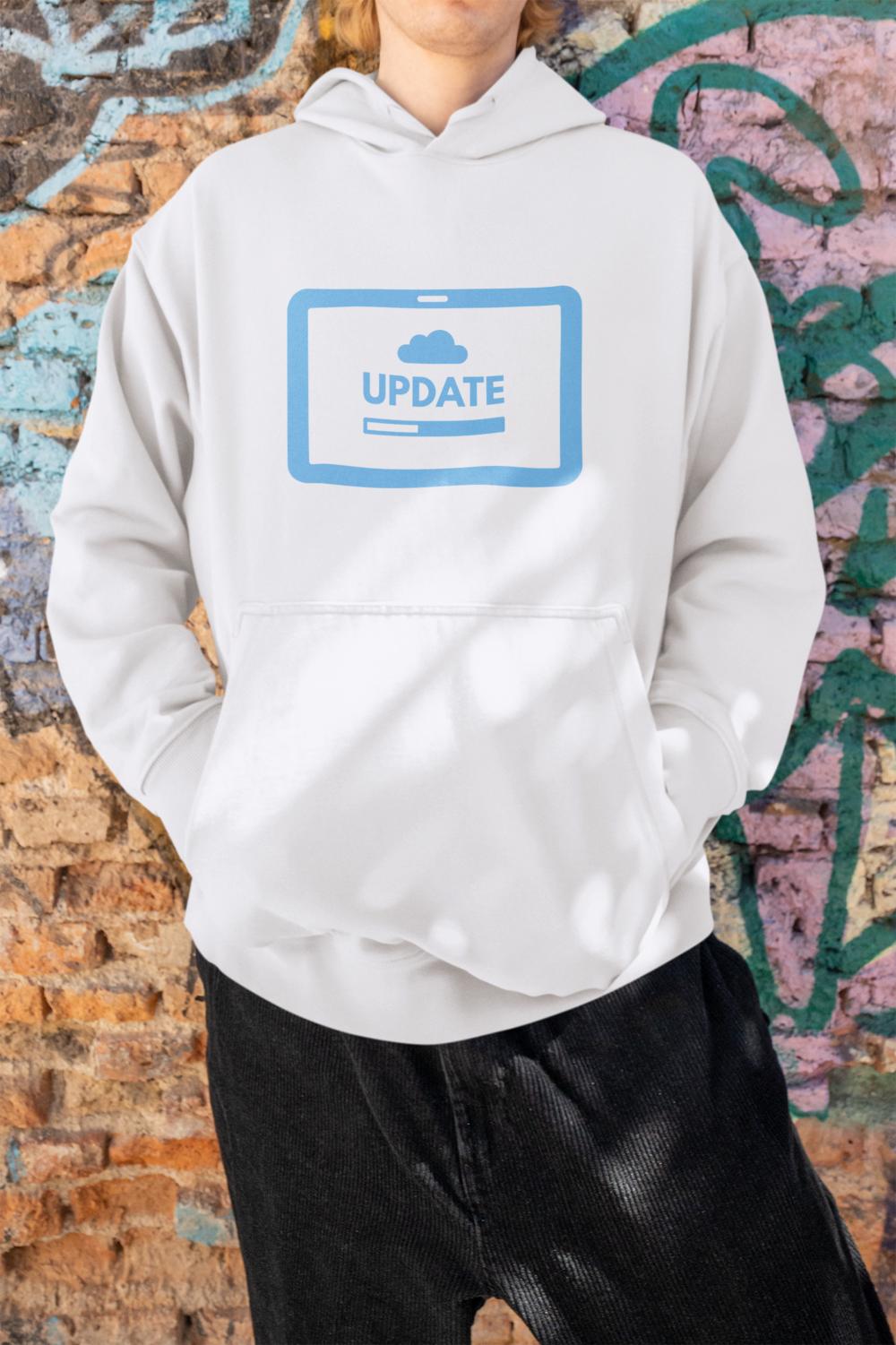 Men's Update Oversized Hooded Sweatshirt White by ZealforTee