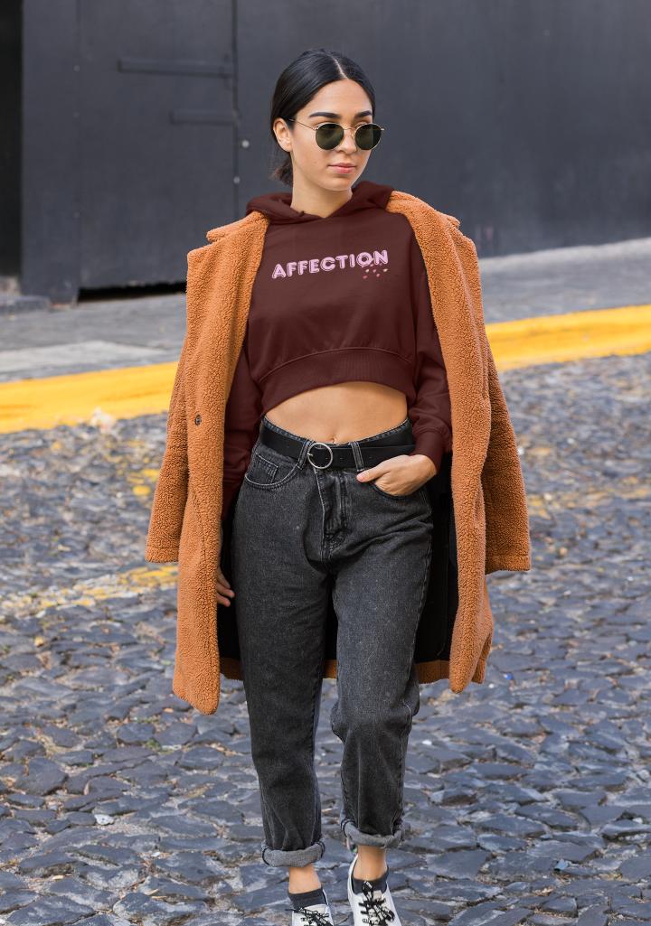 Women's Affection Crop Hoodie Sweatshirt Black by ZealforTee