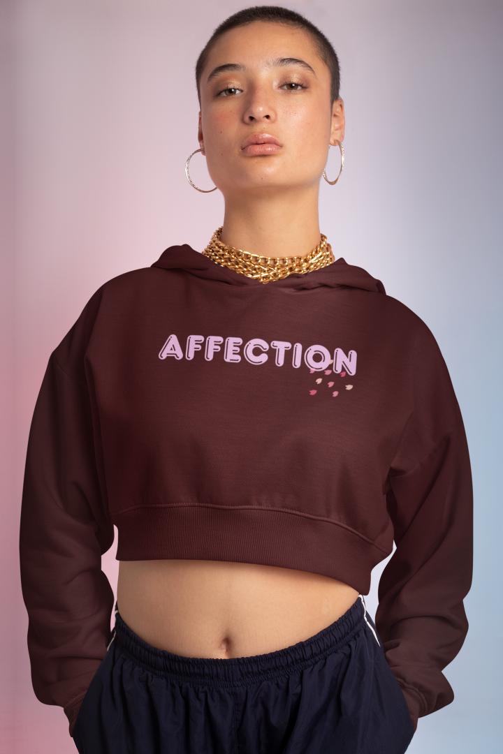 Women's Affection Crop Hoodie Sweatshirt Black by ZealforTee