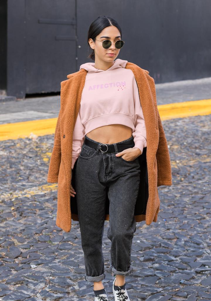 Women's Affection Crop Hoodie Sweatshirt Black by ZealforTee