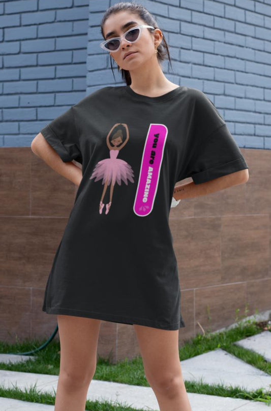 Women's Ballet Dance Tshirt Dress Black by ZealforTee