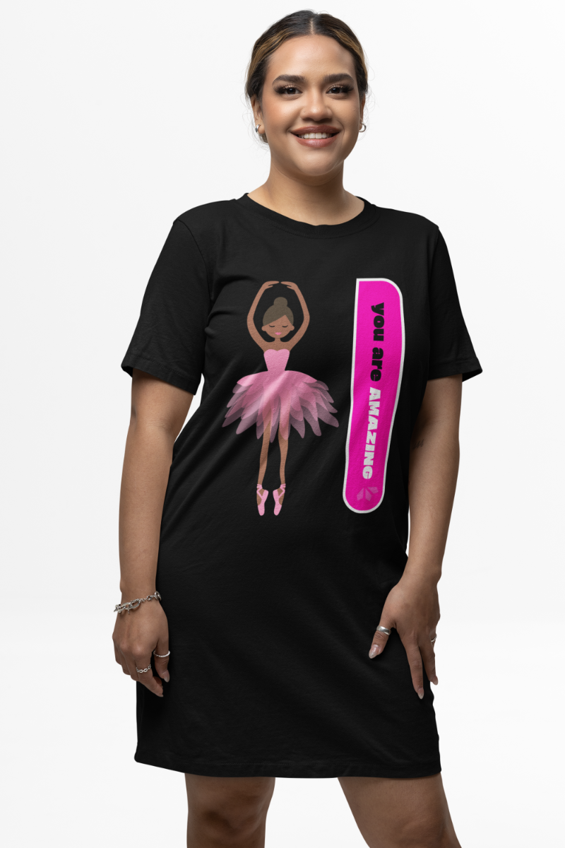 Women's Ballet Dance Tshirt Dress Black by ZealforTee