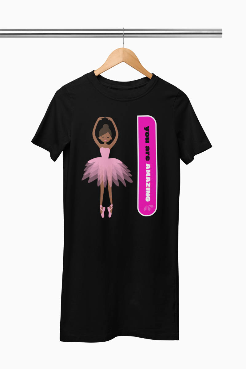 Women's Ballet Dance Tshirt Dress Black by ZealforTee