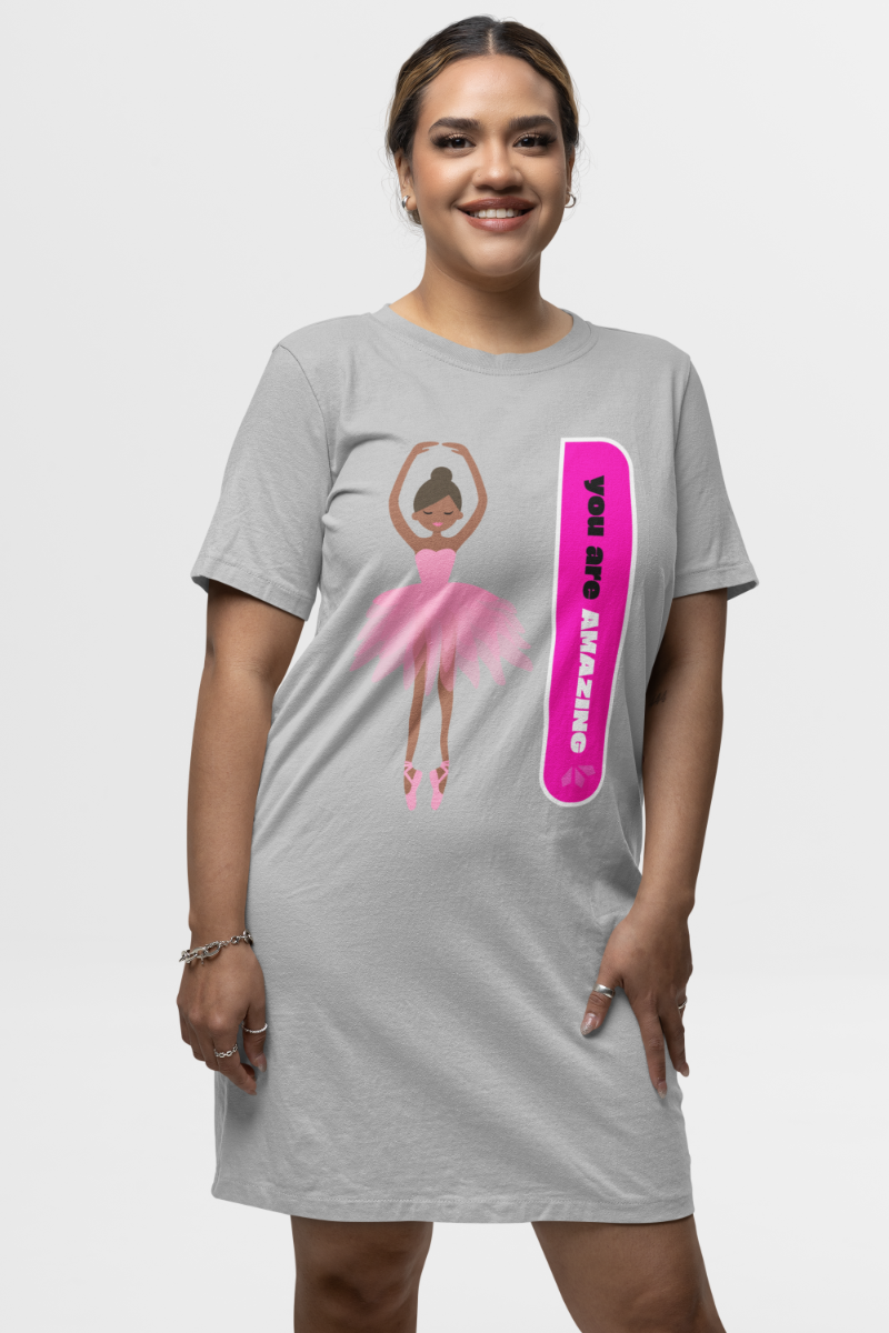 Women's Ballet Dance Tshirt Dress Grey Melange by ZealforTee